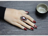 Vintage Red And Blue Crystal Ring