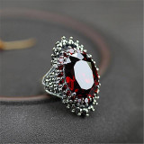 Vintage Red And Blue Crystal Ring