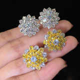 Flower Silver Cubic Zirconia Stud Earrings
