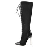 Black Over The Knee Lace-Up Boot