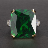 Gemstone Colors Emerald Silver Women Ring