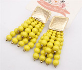 Wood Bead Statement Tassels Drop Earrings