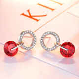 Double Crystal Zircon Round Stud Earrings Double Crystal Zircon Round Stud Earrings