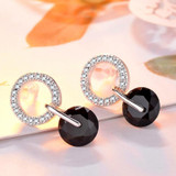 Double Crystal Zircon Round Stud Earrings Double Crystal Zircon Round Stud Earrings