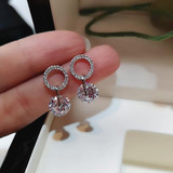 Double Crystal Zircon Round Stud Earrings Double Crystal Zircon Round Stud Earrings