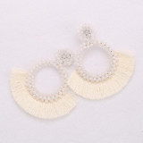 Vintage Geometric Pendant Dangle Tassel Earrings