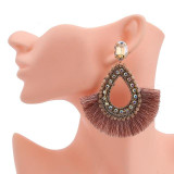 Vintage Geometric Pendant Dangle Tassel Earrings