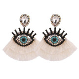 Vintage Geometric Pendant Dangle Tassel Earrings