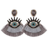 Vintage Geometric Pendant Dangle Tassel Earrings