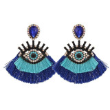 Vintage Geometric Pendant Dangle Tassel Earrings