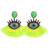Vintage Geometric Pendant Dangle Tassel Earrings