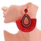 Vintage Geometric Pendant Dangle Tassel Earrings
