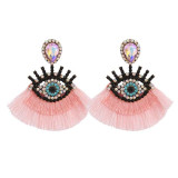 Vintage Geometric Pendant Dangle Tassel Earrings