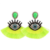 Vintage Geometric Pendant Dangle Tassel Earrings