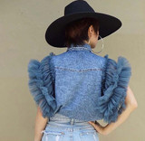 Tulle Sleeves Stylish Denim Jacket