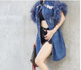 Tulle Sleeves Stylish Denim Jacket