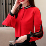 Chiffon Blouse Casual Long Sleeve Hollow Out Shirt