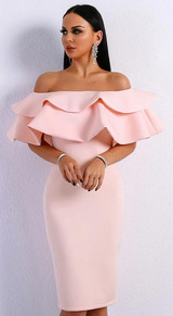 Off Shoulder Slash Neck Ruffles Bodycon Dress Off Shoulder Slash Neck Ruffles Bodycon Dress