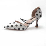 Stripe Pointed Toe Thin Heel Pumps