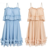 Off Shoulders Ruffle Pleated Mini Dress