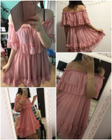 Off Shoulders Ruffle Pleated Mini Dress