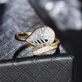 Crystal Leaf Unique Gold Ring