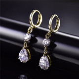 Dangle Drop White Crystals Teardrop Earrings