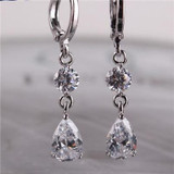 Dangle Drop White Crystals Teardrop Earrings