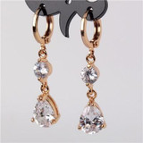 Dangle Drop White Crystals Teardrop Earrings