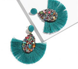 Colorful Crystal Tassel Fringe Earrings