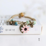 Handmade Ceramic Flower Leaf Retro Bracelet