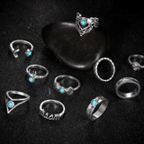 Bohemian Retro Arrow Letter Ring Set