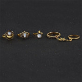 Retro Opal Gem Moon Ring Set