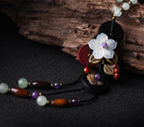 Vintage Handmade Long Wooden Pendants Necklace