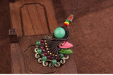 Handmade Peacock Tail Braided Vintage Necklace Handmade Peacock Tail Braided Vintage Necklace