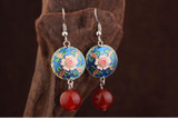 Handmade Cloisonne Plane Vintage Earrings