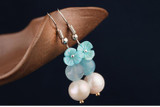 Vintage Pearl Flower Beads Stone Long Earring