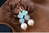 Vintage Pearl Flower Beads Stone Long Earring
