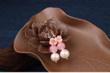 Vintage Pearl Flower Beads Stone Long Earring