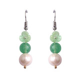 Vintage Pearl Flower Beads Stone Long Earring