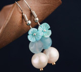 Vintage Pearl Flower Beads Stone Long Earring