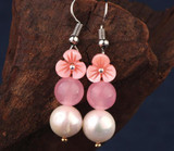 Vintage Pearl Flower Beads Stone Long Earring