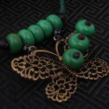 Handmade Butterfly Green Braided Vintage Necklace Handmade Butterfly Green Braided Vintage Necklace