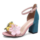 Flowers Embellished Ankle Strap Sandals Flowers Embellished Ankle Strap Sandals
