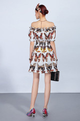 Sexy Off The Shoulder Butterfly Print Dress