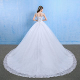 Luxury Plus Size Wedding Dress Elegant Lace Appliques V-neck Beading Wedding Gowns 2019 Crystal Lace Up White Vestido De Noiva