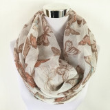 Women Butterfly Print Soft Ring Scarf
