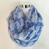 Women Butterfly Print Soft Ring Scarf