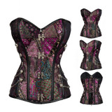 Steampunk Gothic Burlesque Rave Gothic Women Plus Size Purple Corset Bustier