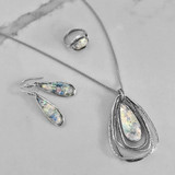 Sterling Silver Roman Glass Pear Drop Pendant Necklace